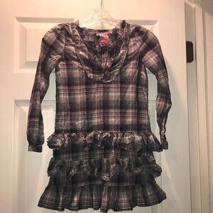 (5/$25) Rocha John Rocha Gray Plaid ruffle dress